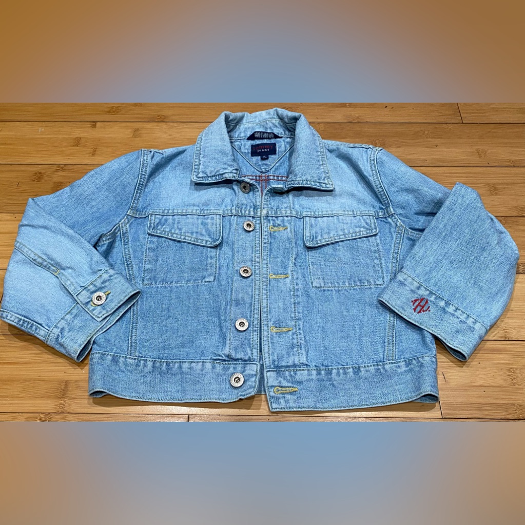 Tommy Hilfiger Jeans Vtg 90s Light Wash Cropped Denim Trucker Jacket Women’s M